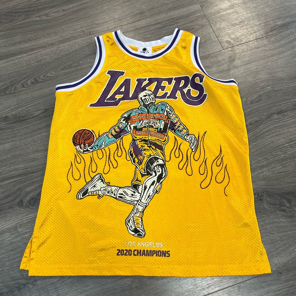 Yellow Lakers x Warren lotus Basketball Jersey